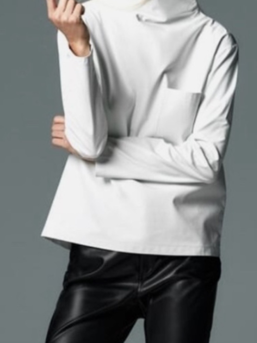 Zara Vegan leather mock blouse